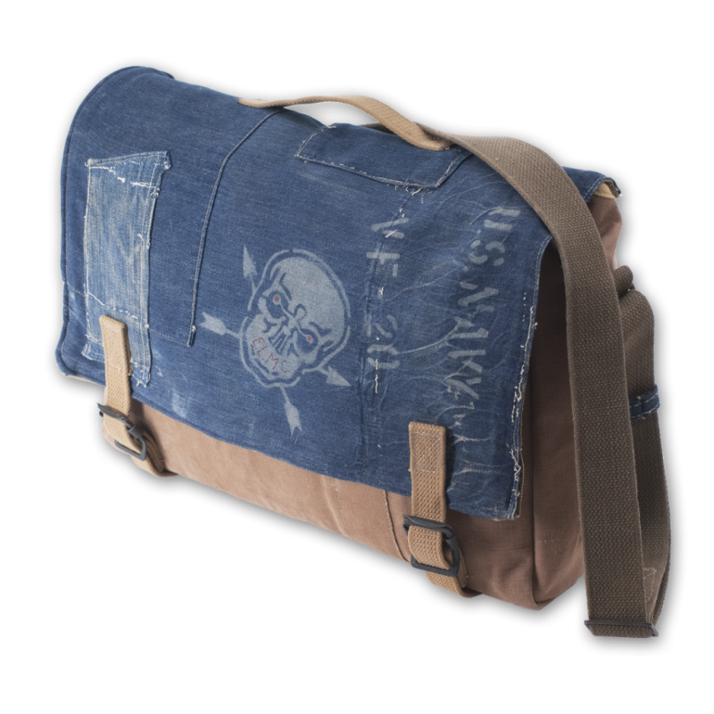 Navy Blue / Brown Messenger Bag