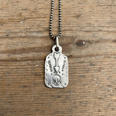 Sterling Skull Dog Tag